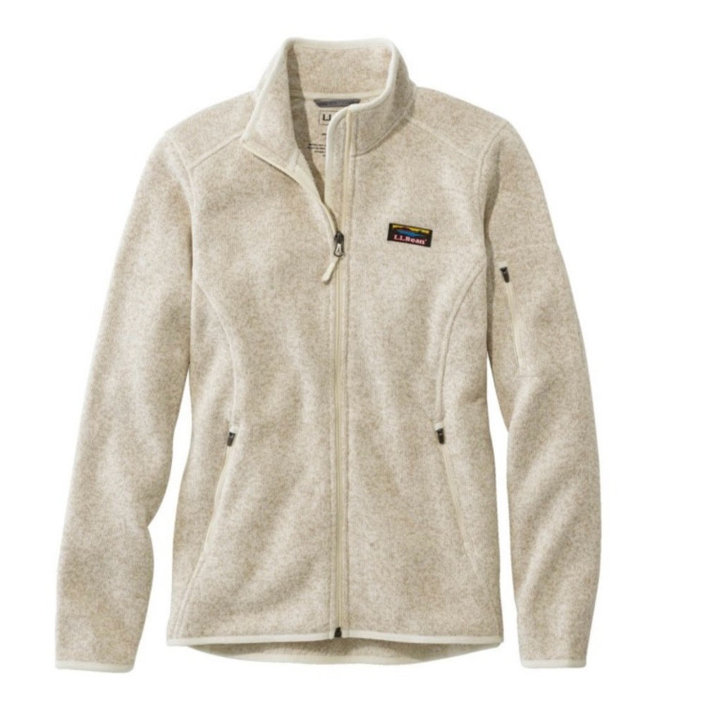 Women’s L.L. Bean Sweater Fleece Full Zip Jacket in Cream and Size 2X LL Bean